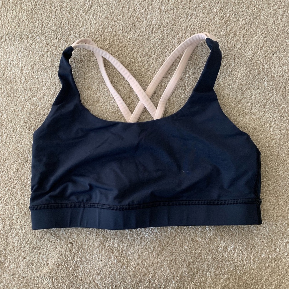 Lululemon energy bra navy and pink size 6